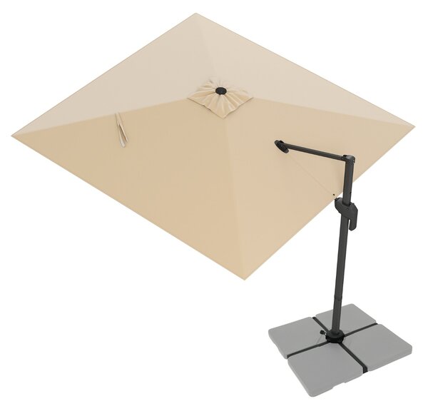 Costway Ombrellone da esterno sospeso quadrato con rotazione a 360°, Ombrellone da giardino 300cm Beige