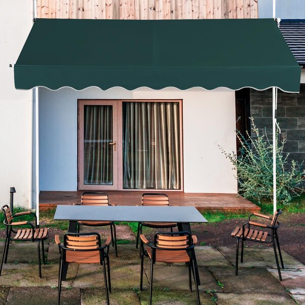 Costway Tenda da sole telescopica e retrattile, Tenda parasole resistente ai raggi UV impermeabile con manovella 2 Dimensioni Verde