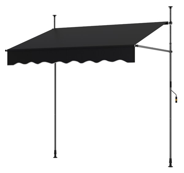 Costway Tenda da sole regolabile in altezza con manovella per finestre e porte, Tenda da sole 200 x 300 cm Nero