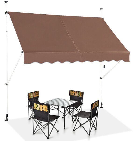 Costway Tenda da sole telescopica e retrattile, Tenda parasole resistente ai raggi UV impermeabile con manovella 2 Dimensioni Marrone