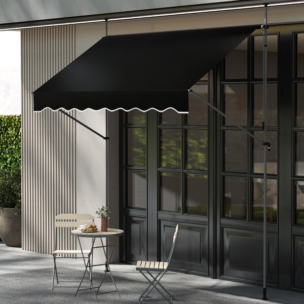 Costway Tenda da sole regolabile per esterni senza foratura con manovella, Tenda da sole e giardino 250 x 210-300 cm Nero