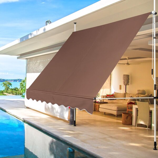 Costway Tenda da sole telescopica e retrattile, Tenda parasole resistente ai raggi UV impermeabile con manovella 2 Dimensioni Marrone