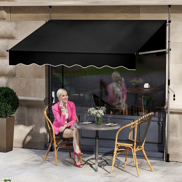 Costway Tenda da sole regolabile in altezza con manovella per finestre e porte, Tenda da sole 200 x 300 cm Nero