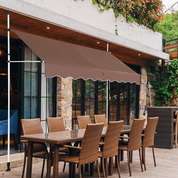 Costway Tenda da sole telescopica e retrattile, Tenda parasole resistente ai raggi UV impermeabile con manovella 2 Dimensioni Marrone