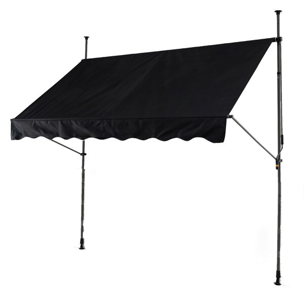 Costway Tenda da sole regolabile per esterni senza foratura con manovella, Tenda da sole e giardino 400 x 210-300 cm Nero