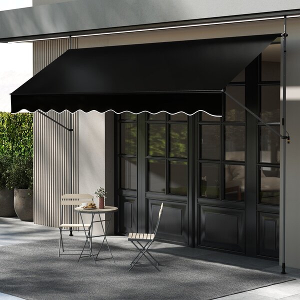 Costway Tenda da sole regolabile per esterni senza foratura con manovella, Tenda da sole e giardino 400 x 210-300 cm Nero