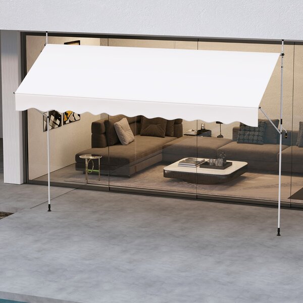 Costway Tenda da sole regolabile per esterni senza foratura con manovella, Tenda da sole e giardino 400 x 210-300 cm Beige