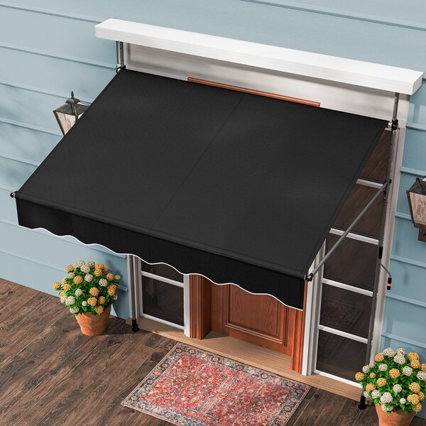 Costway Tenda da sole regolabile in altezza con manovella per finestre e porte, Tenda da sole 200 x 300 cm Nero