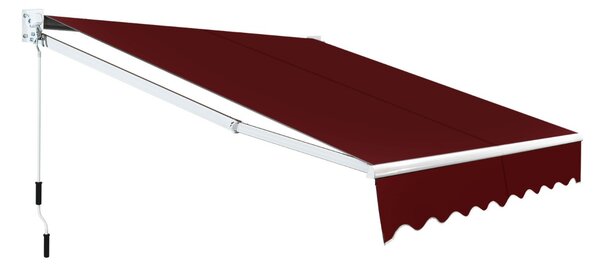 Costway Tenda parasole in alluminio con manovella e poliestere impermeabile, Tenda da sole retrattile 245x200cm Rosso