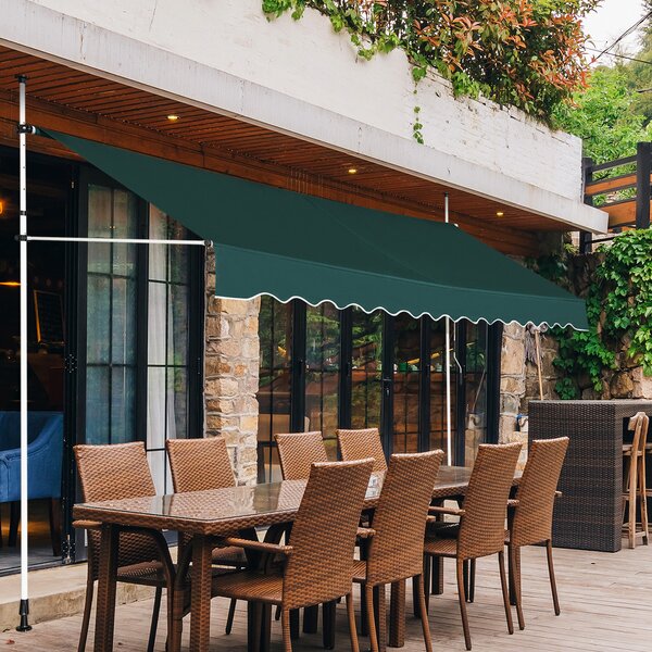 Costway Tenda da sole telescopica e retrattile, Tenda parasole resistente ai raggi UV impermeabile 395 x 120 cm Verde