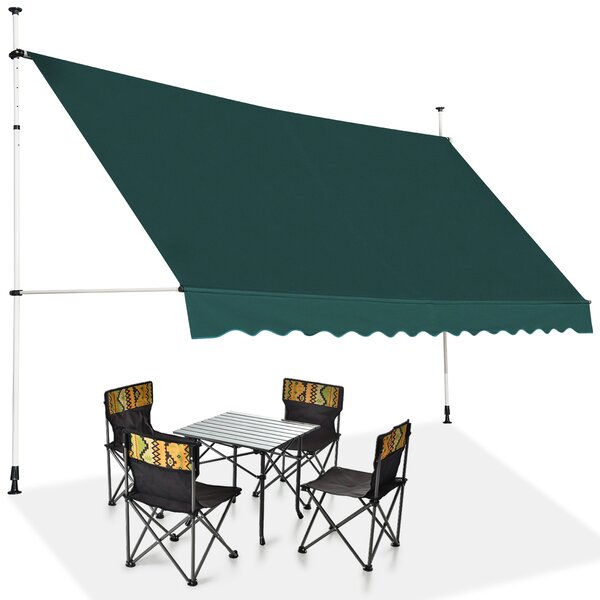 Costway Tenda da sole telescopica e retrattile ai raggi UV impermeabile con manovella, Tenda parasole resistente 350x125cm Verde