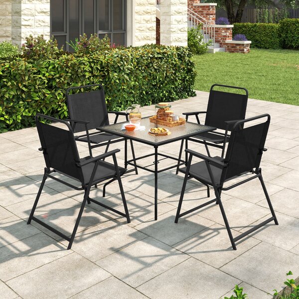 Costway Set di 2 sedie da giardino pieghevoli con telaio in metallo, Sedie da spiaggia con schienale e braccioli Nero