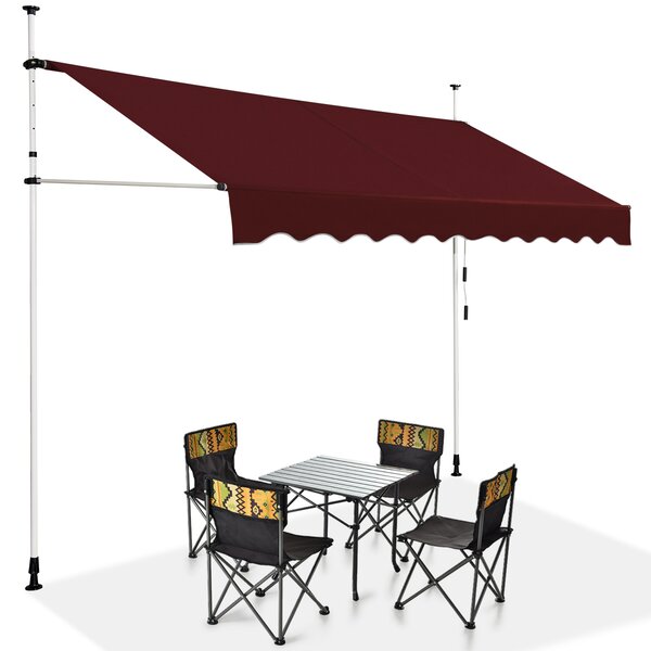 Costway Tenda da sole telescopica e retrattile, Tenda parasole resistente ai raggi UV impermeabile 300 x 120 cm Rosso
