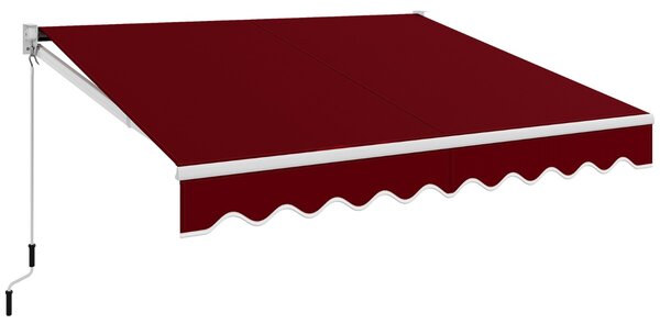 Costway Tenda parasole in alluminio con manovella e poliestere impermeabile, Tenda da sole retrattile 295x250cm Rosso Bordeaux