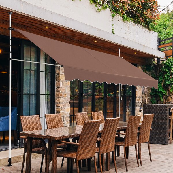 Costway Tenda da sole telescopica e retrattile, Tenda parasole resistente ai raggi UV impermeabile 300 x 120 cm Marrone