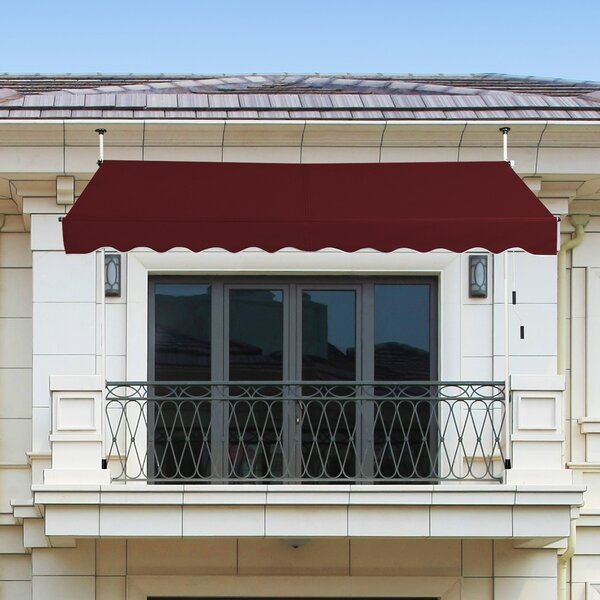 Costway Tenda da sole telescopica e retrattile, Tenda parasole resistente ai raggi UV impermeabile 300 x 120 cm Rosso