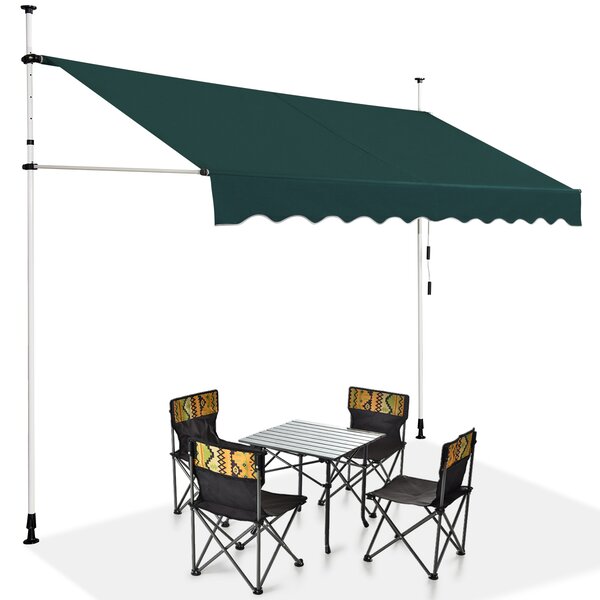 Costway Tenda da sole telescopica e retrattile, Tenda parasole resistente ai raggi UV impermeabile 300 x 120 cm Verde