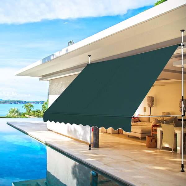 Costway Tenda da sole telescopica e retrattile, Tenda parasole resistente ai raggi UV impermeabile 300 x 120 cm Verde