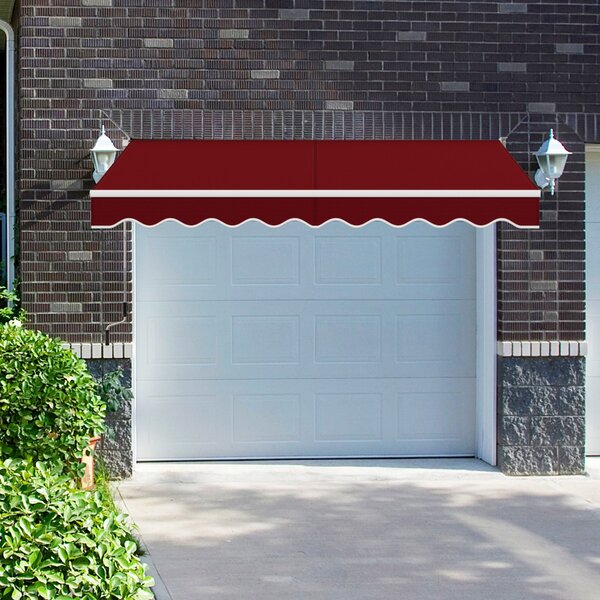 Costway Tenda parasole in alluminio con manovella e poliestere impermeabile, Tenda da sole retrattile 295x250cm Rosso Bordeaux