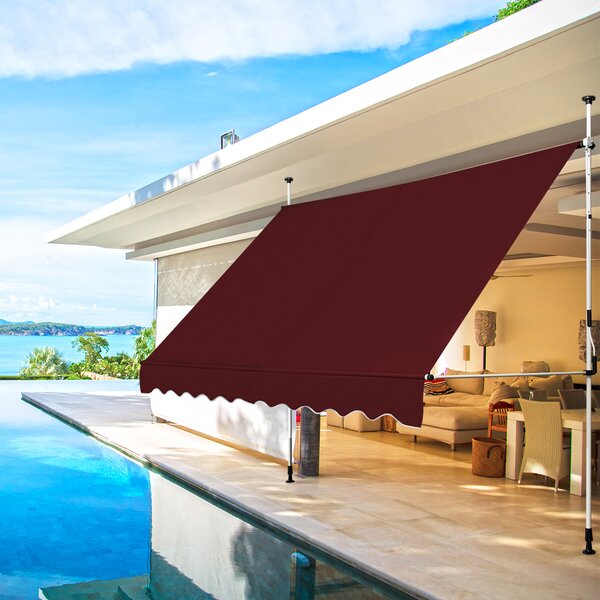 Costway Tenda da sole telescopica e retrattile, Tenda parasole resistente ai raggi UV impermeabile 300 x 120 cm Rosso
