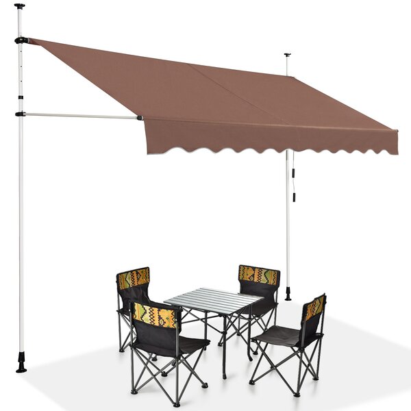 Costway Tenda da sole telescopica e retrattile, Tenda parasole resistente ai raggi UV impermeabile 300 x 120 cm Marrone