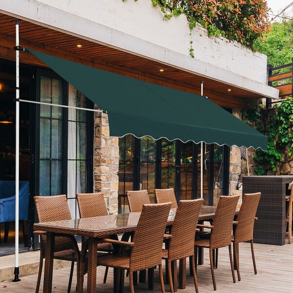 Costway Tenda da sole telescopica e retrattile, Tenda parasole resistente ai raggi UV impermeabile 300 x 120 cm Verde