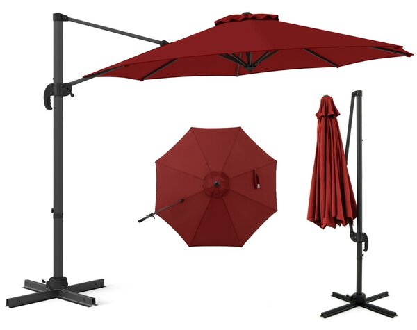 Costway Ombrellone da esterno con base a forma di croce, Ombrellone con rotazione a 360° per giardino e piscina e cortile Rosso