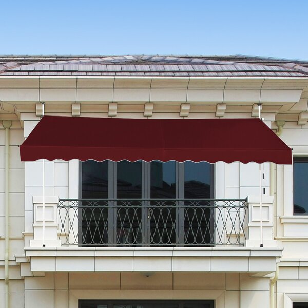 Costway Tenda da sole telescopica e retrattile ai raggi UV impermeabile con manovella, Tenda parasole resistente 350x125cm Rosso