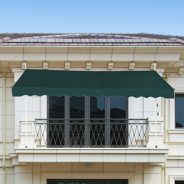 Costway Tenda da sole telescopica e retrattile ai raggi UV impermeabile con manovella, Tenda parasole resistente 350x125cm Verde