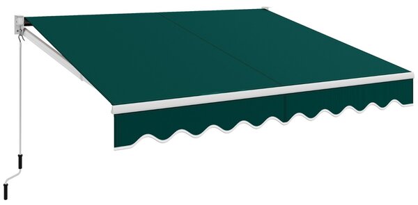 Costway Tenda parasole in alluminio con manovella e poliestere impermeabile, Tenda da sole retrattile 245x200cm Verde