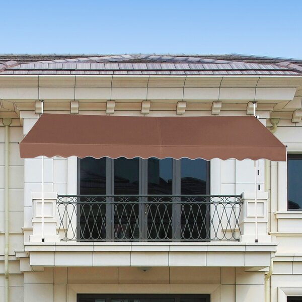 Costway Tenda da sole telescopica e retrattile ai raggi UV impermeabile con manovella, Tenda parasole resistente 350x125cm Marrone