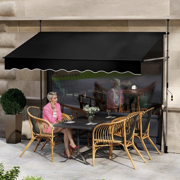 Costway Tenda da sole retrattile manuale con manovella, Tettuccio da esterno regolabile in altezza 250 x 300 cm Nero