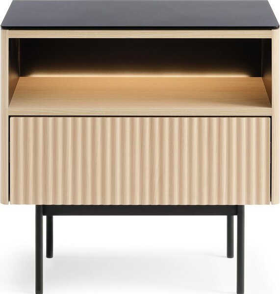 Tavolino da comodino, impiallacciato in rovere Vicenza, 57 x 39 cm