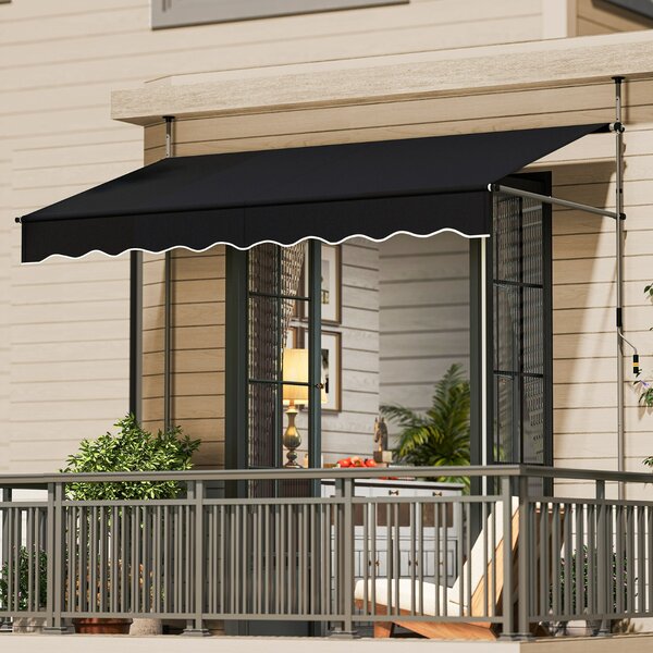 Costway Tenda da sole retrattile manuale con manovella, Tettuccio da esterno regolabile in altezza 250 x 300 cm Nero
