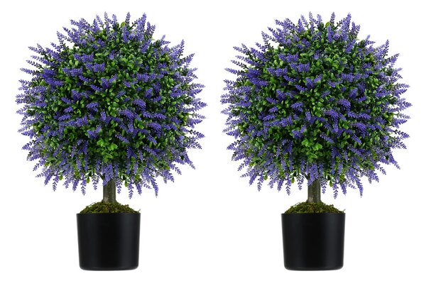 Costway Alberi di topiario pianta finta resistente al sole per interni ed esterni, Set di 2 alberi di topiario artificiale Viola
