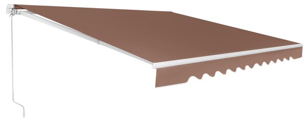 Costway Tenda in alluminio con manovella e poliestere impermeabile, Tenda da sole retrattile 3 x 2,5m Marrone