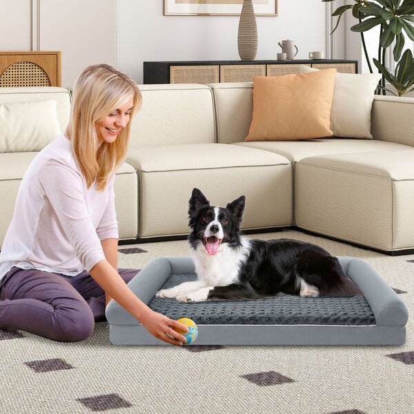 Costway Letto ortopedico per cani in schiuma, Divano per cani di taglia XXL con cuscino in schiuma a forma di uovo 135 x 91 CM
