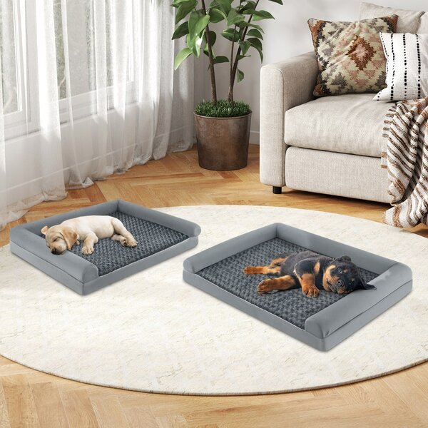 Costway Letto ortopedico per cani in schiuma, Divano per cani di taglia L con cuscino in schiuma a forma di uovo 113 X 89 CM
