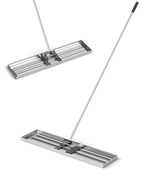 Costway Rastrello livellatore per prato cortile, Livellatore giardino con impugnatura ergonomica e piastra 106 x 25 cm Argento