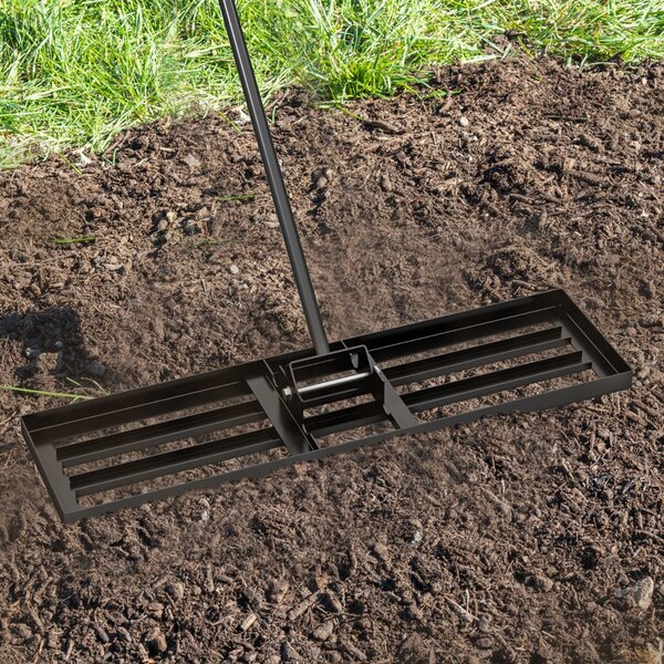 Costway Rastrello livellatore per prato cortile, Livellatore giardino con impugnatura ergonomica e piastra 75 x 25 cm Nero