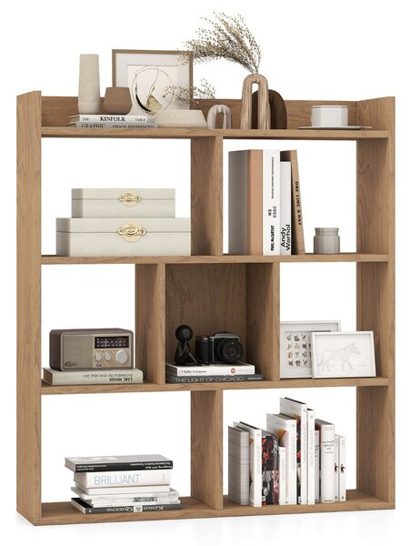 Costway Libreria a cubi aperti con 7 scomparti, Mensola espositiva per l'archiviazione in legno per studio soggiorno Naturale