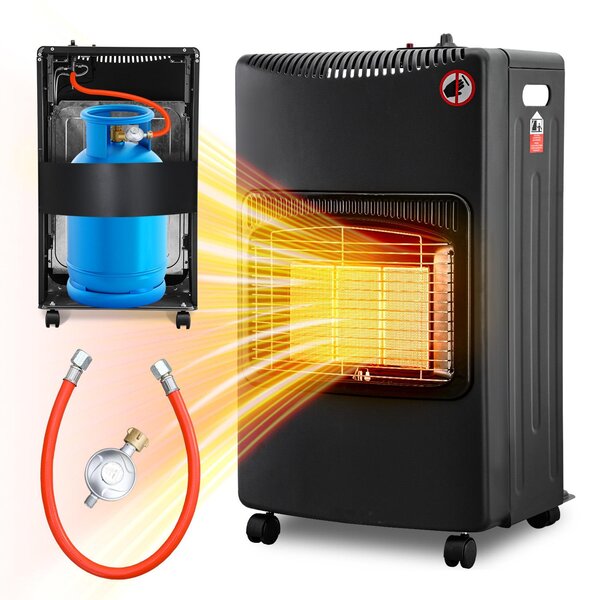 Riscaldatore a gas da 4200 W, stufa a gas portatile con 3 livelli di riscaldamento, bruciatore in Vetroceramica a infrarossi, tubo del gas e regolatore di pressione pieghevoli, oppure bombole di propano fino a 15 kg
