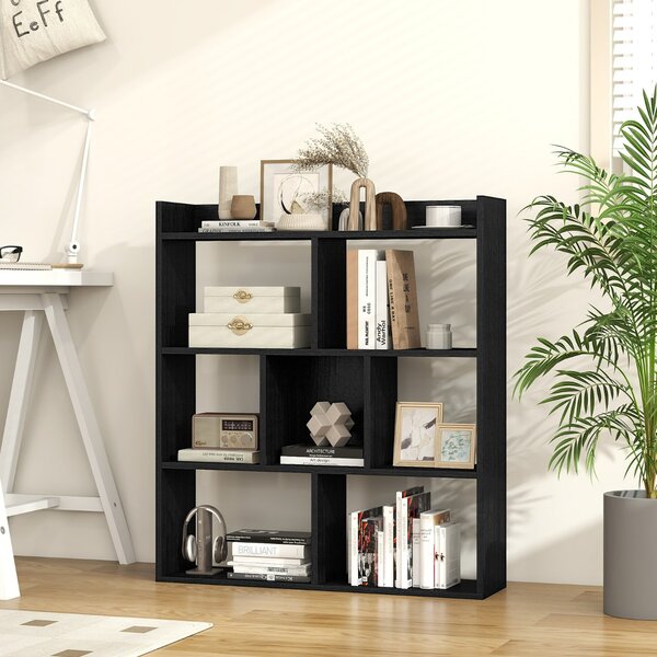 Costway Libreria a cubi aperti con 7 scomparti, Mensola espositiva per l'archiviazione in legno per studio soggiorno Nero