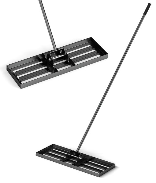 Costway Rastrello livellatore per prato cortile, Livellatore giardino con impugnatura ergonomica e piastra 75 x 25 cm Nero