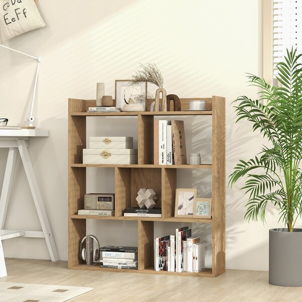 Costway Libreria a cubi aperti con 7 scomparti, Mensola espositiva per l'archiviazione in legno per studio soggiorno Naturale