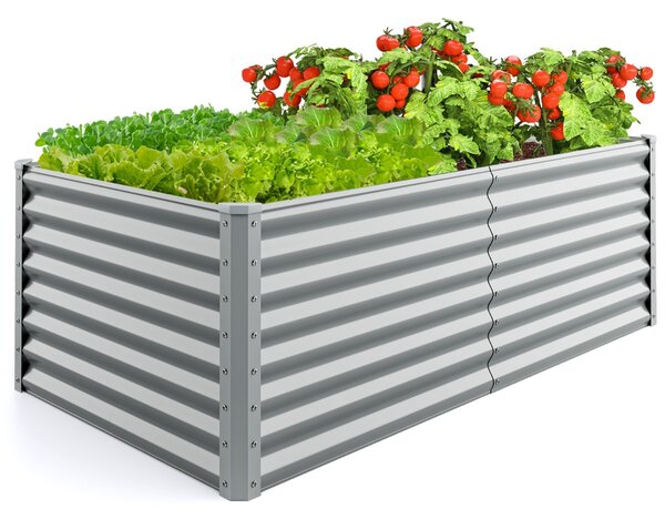 Costway Letto da giardino rialzato da 60 cm fioriera elevata con design a fondo aperto, Protettori d'angolo rinforzati fioriera in metallo per esterni per verdure Grigio