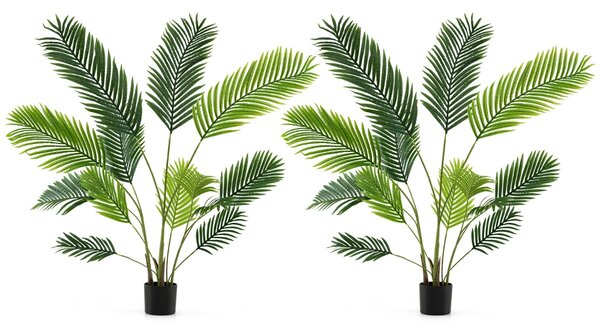 Costway Set di 2 piante artificiali da in vaso da vivaio, Decorazione moderna da interno per soggiorno 140 CM Verde