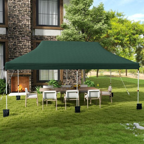 Costway Gazebo pieghevole e portatile da esterno con borsa da trasporto, Rifugio per ombra istantanea per feste 300 x 600 cm Verde