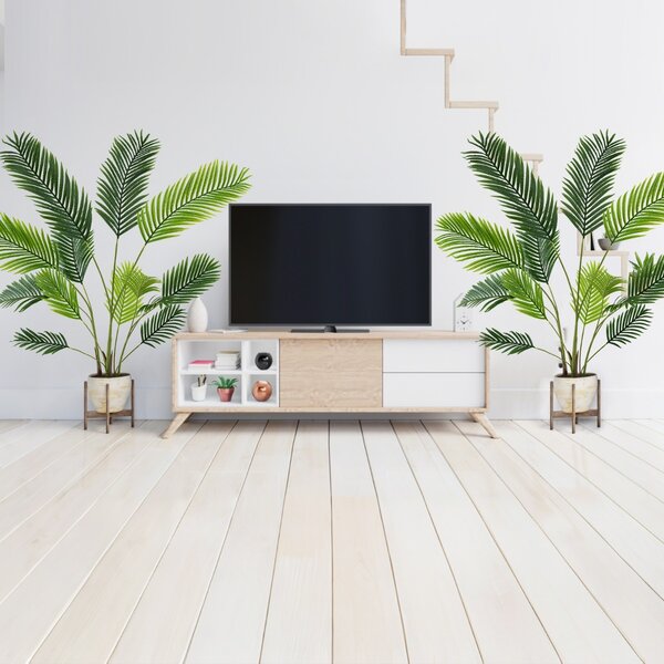 Costway Set di 2 piante artificiali da in vaso da vivaio, Decorazione moderna da interno per soggiorno 140 CM Verde