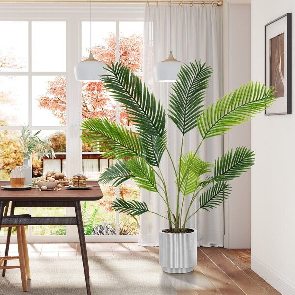 Costway Set di 2 piante artificiali da in vaso da vivaio, Decorazione moderna da interno per soggiorno 140 CM Verde